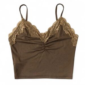 Brown lace cami crop top